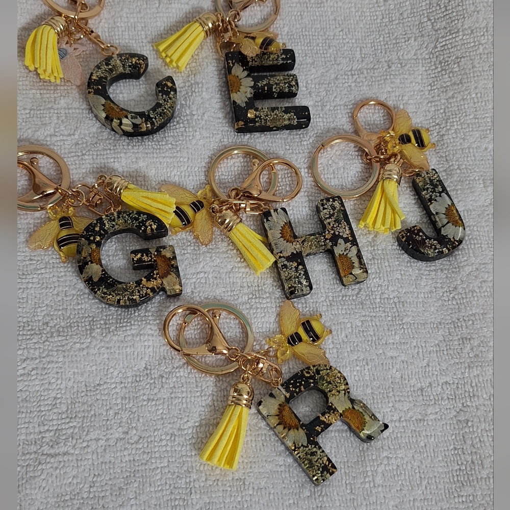 Choose 1 Sunflower/Glitter Alphabet Keychain Charm ✨️PRICE FIRM✨️ - Picture 1 of 4